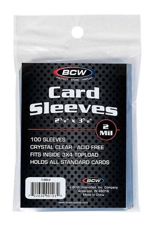 Pack of BCW card sleeves on a white background